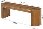 LITTLE TREE 55” Solid Wood Entryway Bench, Farmhouse Dining Bench with Fluted Legs & Half Round Curved Sides, Long Shoe Bench with Storage, Wooden End of Bed Bench for Bedroom, Dining Room