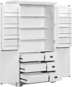 roomfitters 72" Kitchen Pantry Organizers and Storage Kitchen Cabinet, Hutch with Door Spice Racks and 6 Drawers, White