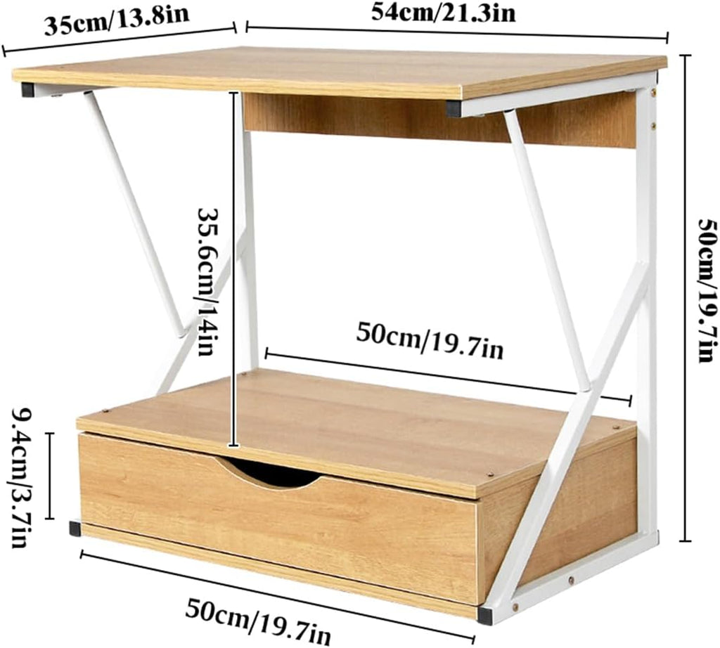 Kitchen Countertop nizer with 3 Tier Microwave Shelf Metal Frame Oven Rack Wood Stand with Drawer 2 Tier Storage and nization Solution for Home