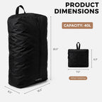 Travel Laundry Bag, Foldable Dirty Clothes Bag with Dual Zipper Opening, 40L Reusable Waterproof Laundry Bag, Large Capacity Travel Bag for Wet or Dirty Clothes for Travel, Camping & Storage (Black)