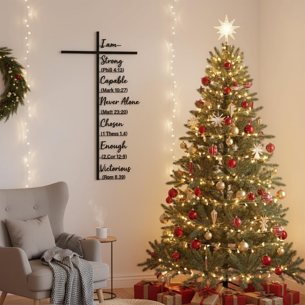 Elegant Metal Cross Wall Art with Scripture, Scripture-Engraved Faithful Design for Peaceful Living Spaces, Metal Crosses Jesus Wall Art Decor for Home Church (19.69 inches)