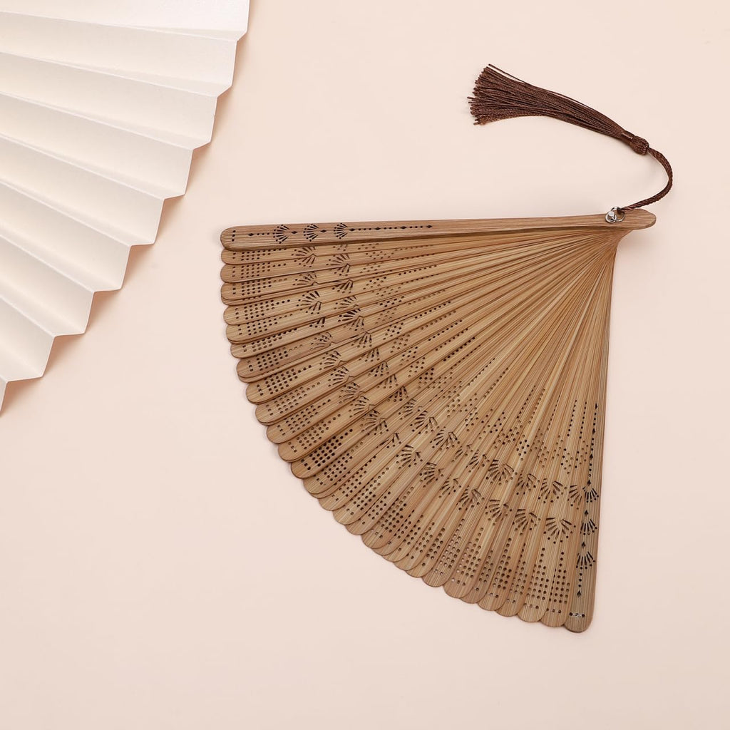 SEWACC Bamboo Folding Hand Fan, Vintage Chinese Silk Handheld Fan for Dancing And Party Decoration