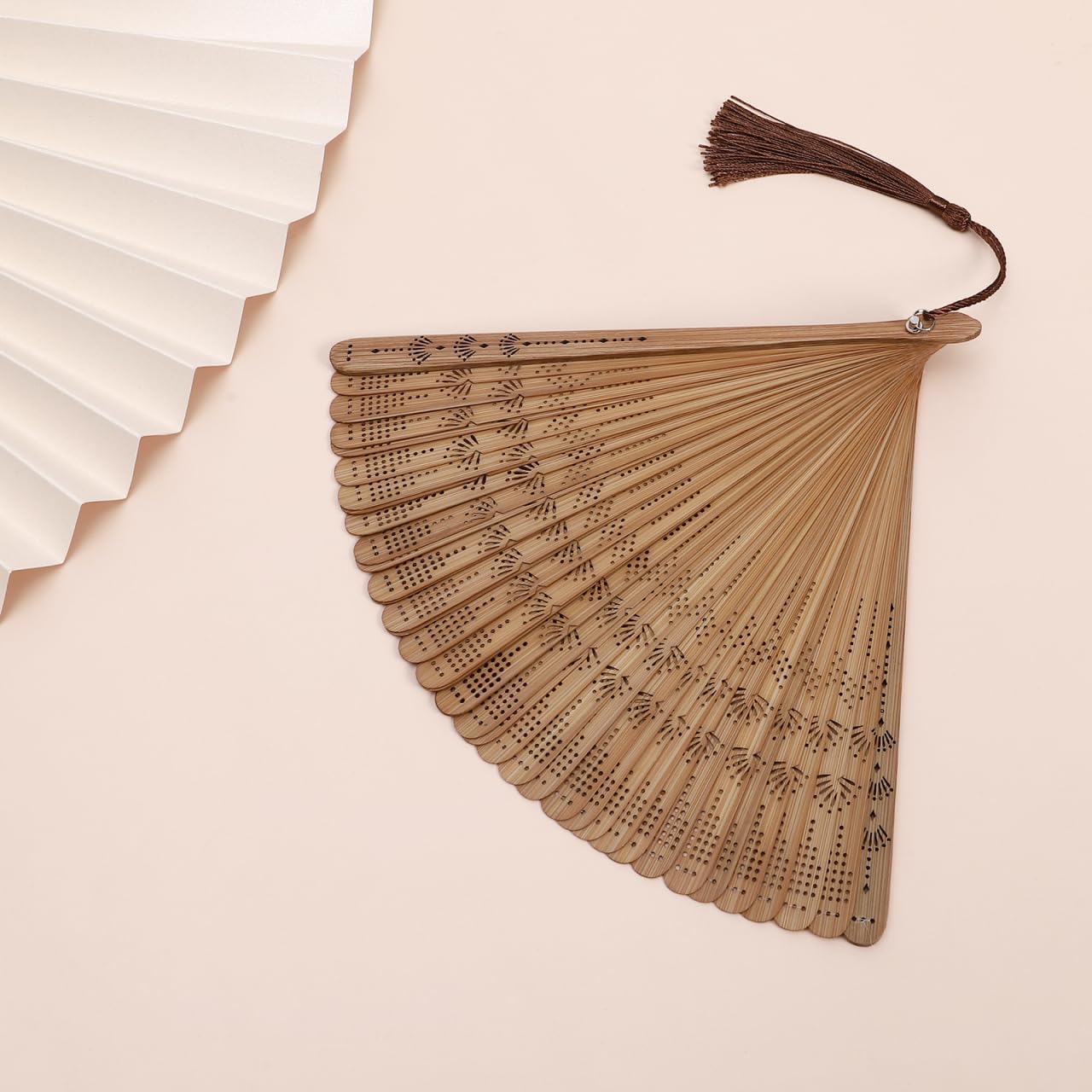 SEWACC Bamboo Folding Hand Fan, Vintage Chinese Silk Handheld Fan for Dancing And Party Decoration