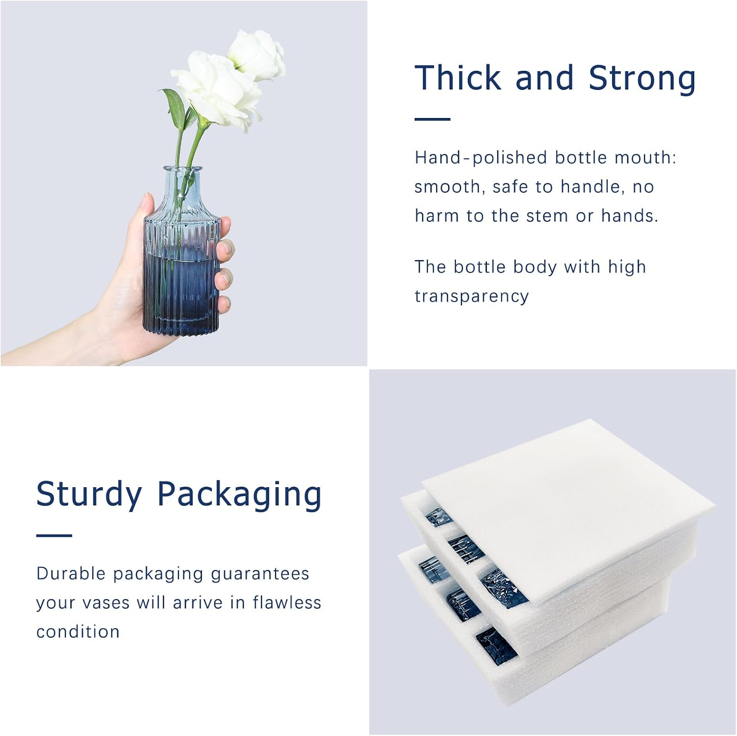 SUPMIND Glass Bud Vase Set of 12, Small Blue Flower Vases for Centerpieces in Bulk, Mini Vintage Vase for Wedding, Home,Table Decoration