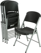 LIFETIME 80407 Commercial Grade Folding Chairs, 4 Pack, Black/Silver
