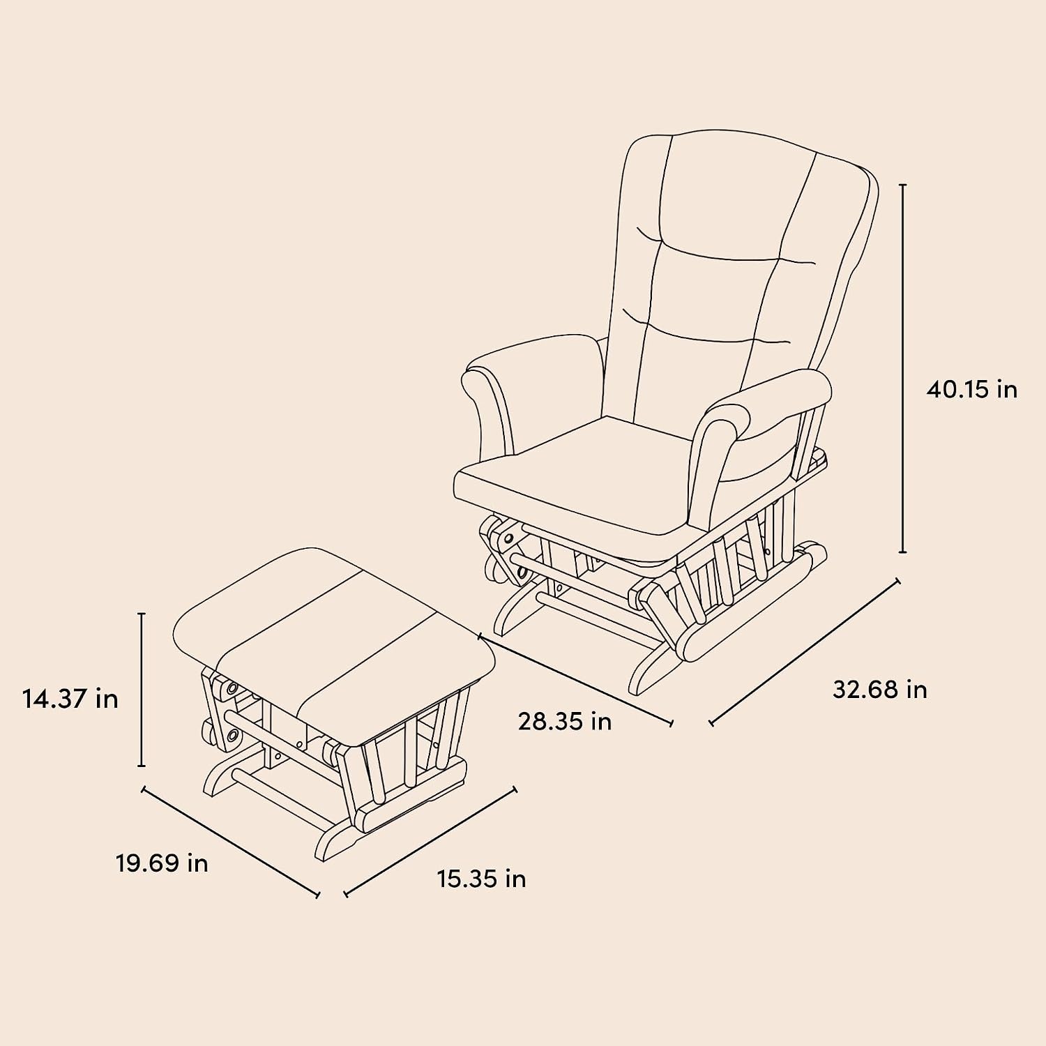 Storkcraft Tuscany Glider & Ottoman with Lumbar Pillow, Espresso/Gray Swirl