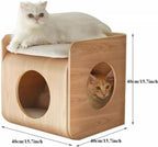 Rustic Side Table Multipurpose Wood End Table Side, with Cat Bed Cave Furniture Nightstand, Easy to Clean Covered with Replaceable Washable Cushion End Table for Living Room