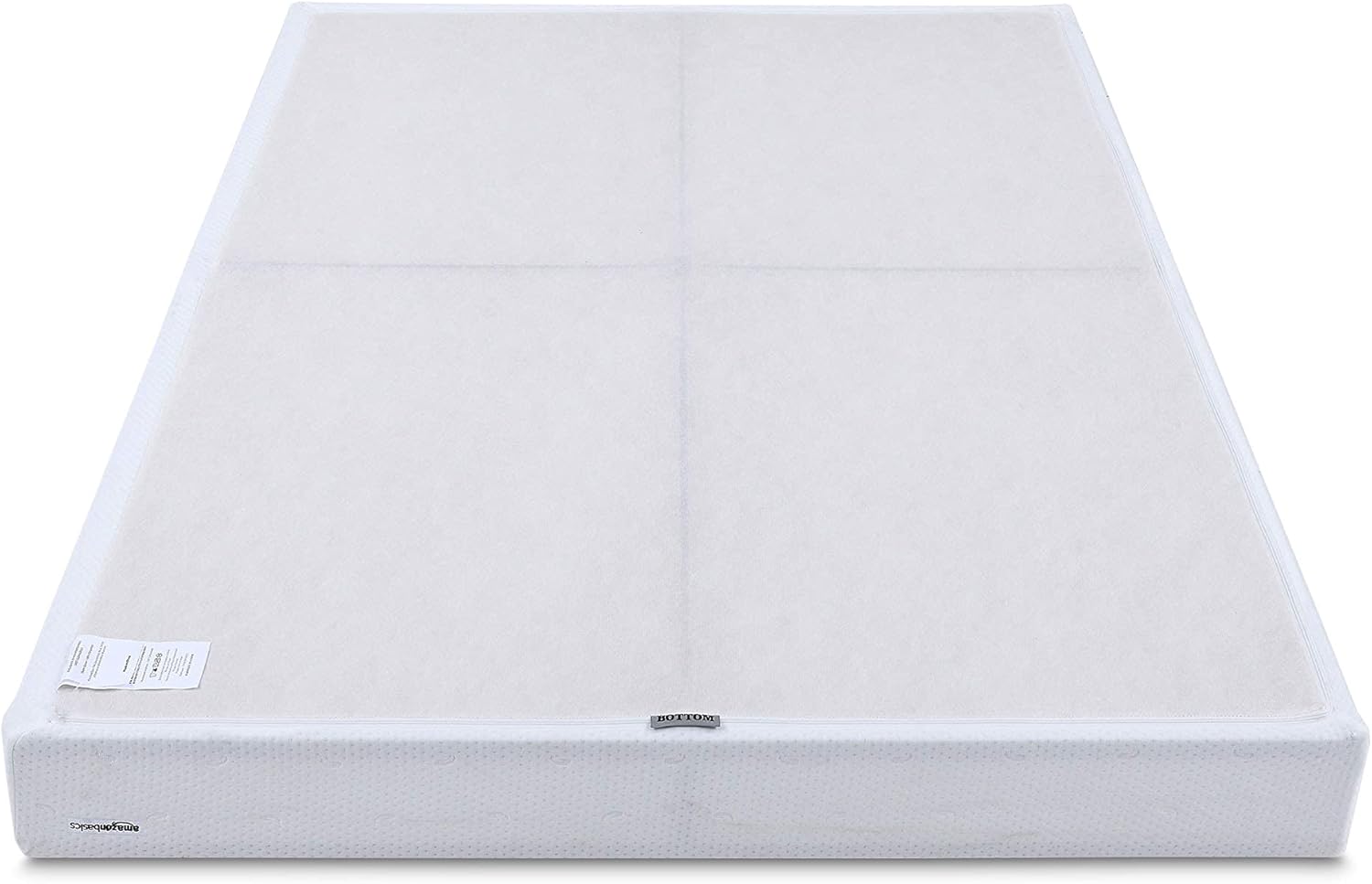 Amazon Basics Smart Box Spring Bed Base, 5-Inch Low Profile Height Mattress Foundation, Sturdy Durable Steel Support, Tool-Free Easy Assembly, Queen, 79" x 59.5" x 5", White