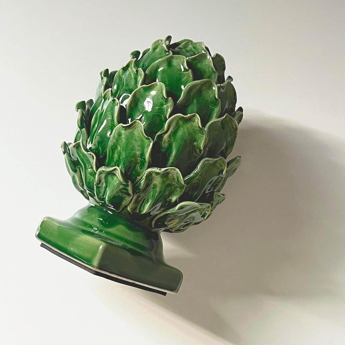 Green Ceramic Artichoke Statue - Unique Artisanal Decorative Sculpture, Decor for Living Room, Office, Bookshelf
