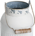 Yoillione Milk Jug, Farmhouse Vase, Decor with Handle - White Metal Vase for Artificial Flowers