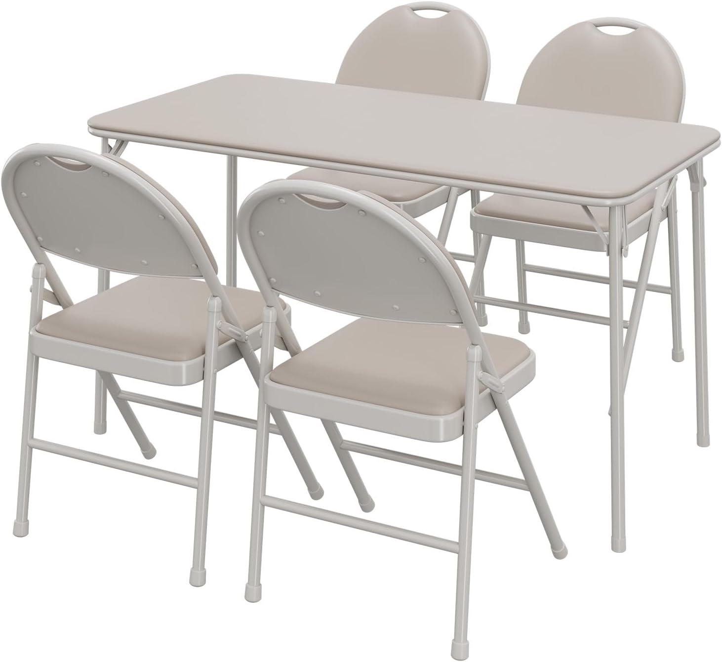 Takywep Sturdy & Portable Rectangle Folding Table - 47.24" x 20.07" 4ft Collapsible Desk, Metal Frame, PU Leather Scuff & Mark Resistant Surface, Anti-Slip Feet, Great for Dining, Office