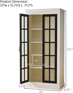 roomfitters 71.2'' Pantry Cabinet with Glass Door, Farmhouse Display Cabinet with Storage for Kitchen and Hallways, Black & Cream White
