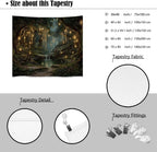 xyeey Gothic Fantasy Enchanted Forest Tapestry Mystical Waterfall Painting Wall Hanging Decor Fairy Lights Nature Landscape Art Vintage Tapestries for Living Room Gallery Wall Decor white60x80inch