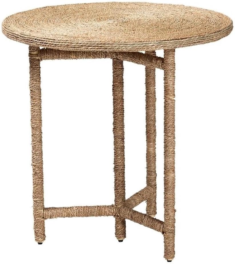 bali & pari Fumito Handwoven Seagrass End Table - Round Boho Side Table