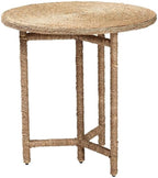 bali & pari Fumito Handwoven Seagrass End Table - Round Boho Side Table
