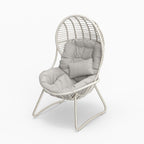 Kingdura Outdoor Wicker Egg Chair with Cushion, Oversized PE Rattan Chair, All-Weather Patio Lounge Chair for Balcony Porch Lawn & Indoor, 440LBS Capacity (Beige)