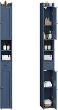 ChooChoo Narrow Bathroom Storage Cabinet with Adjustable Shelves, Tall Storage Cabinet with 2 Doors and 1 Drawer, Freestanding Cupboard for Small Spaces, Blue
