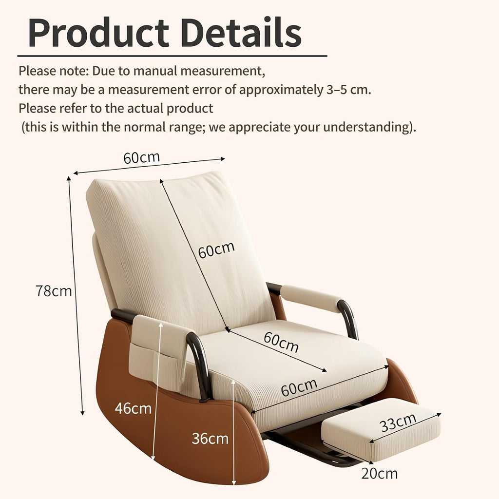 Nursery Chair Rocking Chair with Foot Rest Nursery Rocking Chairs, 3-Position Recliner Foldable Space-Saving Modern Corduroy Stable High Capacity Gliding Rocking Chair