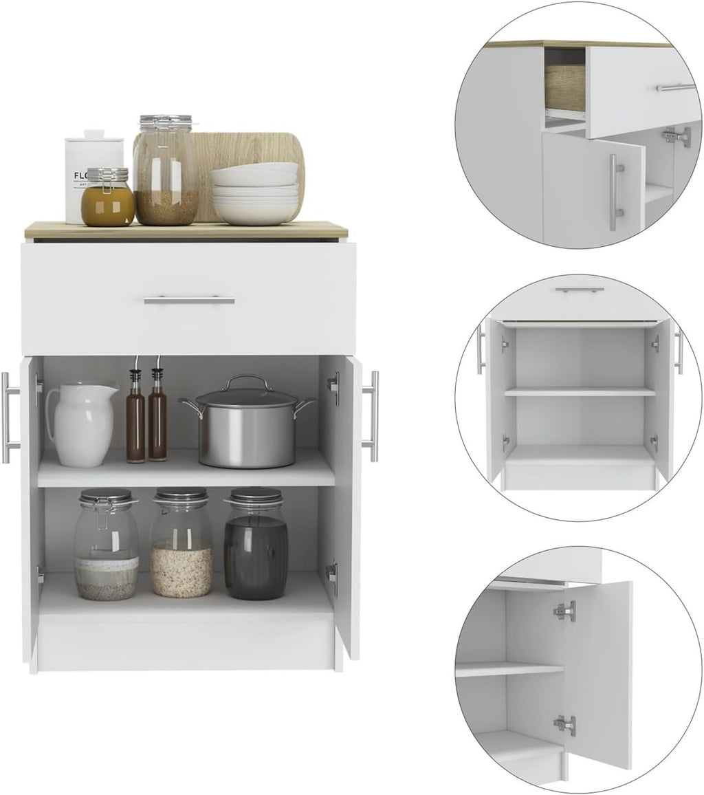 Pantry Cabinet, One Drawer, One Double Door Cabinet with Two Shelves,for Kitchen