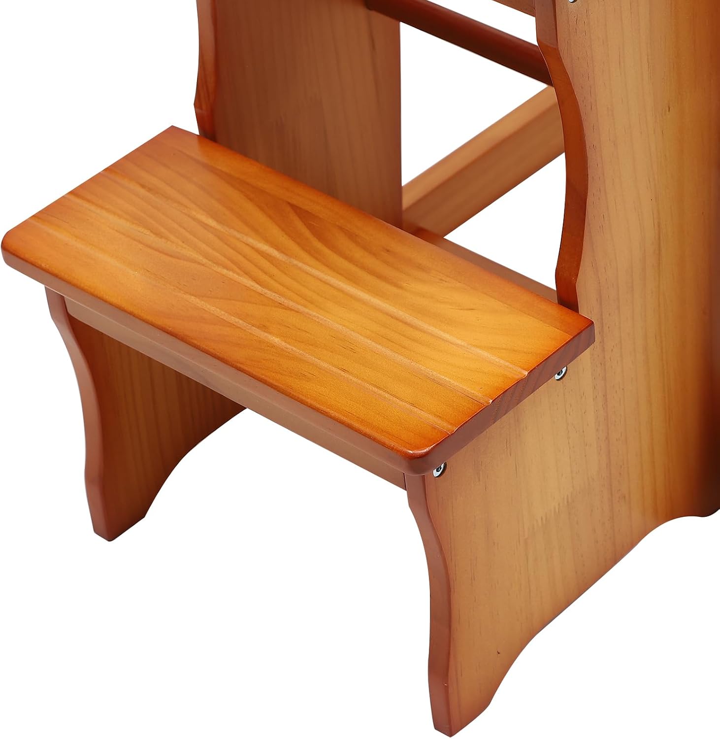 Folding Library Ladder Chair, 3-Step Stool Stepladders Lightweight Portable Multi-Functional Wood Step Ladder for Home,Kitchens, Garages (Honey)