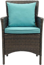 Brown Wicker Rattan Dining Armchair for Patio, Outdoor Lounge Furniture, Comfortable Seat with Armrests, Durable Weather-Resistant Material