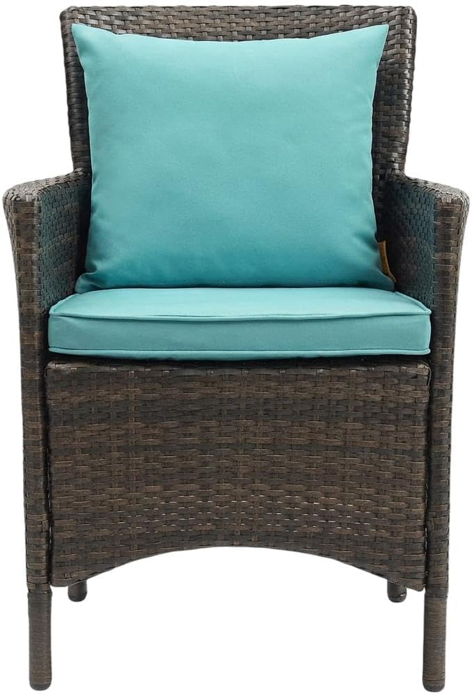Brown Wicker Rattan Dining Armchair for Patio, Outdoor Lounge Furniture, Comfortable Seat with Armrests, Durable Weather-Resistant Material