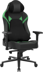 Ergonomic Gaming Chair, Wyrdforging Computer Desk Chairs, 4D Armrests, High Back Office Chair With Headrest & Lumbar Pillow, Tilt Rocker Recliner, Heavy-Duty Base, Black PU Leather & Green Suede Combo