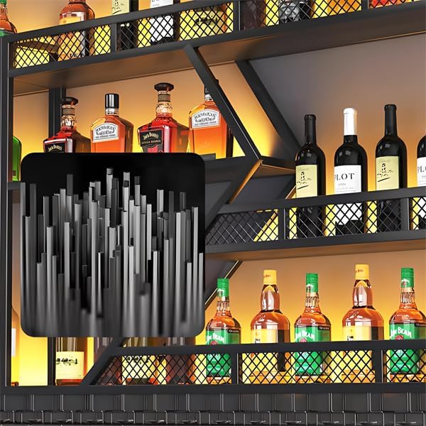 63in Large Wall Mounted Wine Rack, 4 Tier Metal Diamond Shaped Liquor Bottle Shelves Wine Glass Holder, Hanging Liquor Shelf Wall Mounted, for Home Bar Dining Room (4 Tiers Gold, 63 * 7.87 * 48.5INCH)