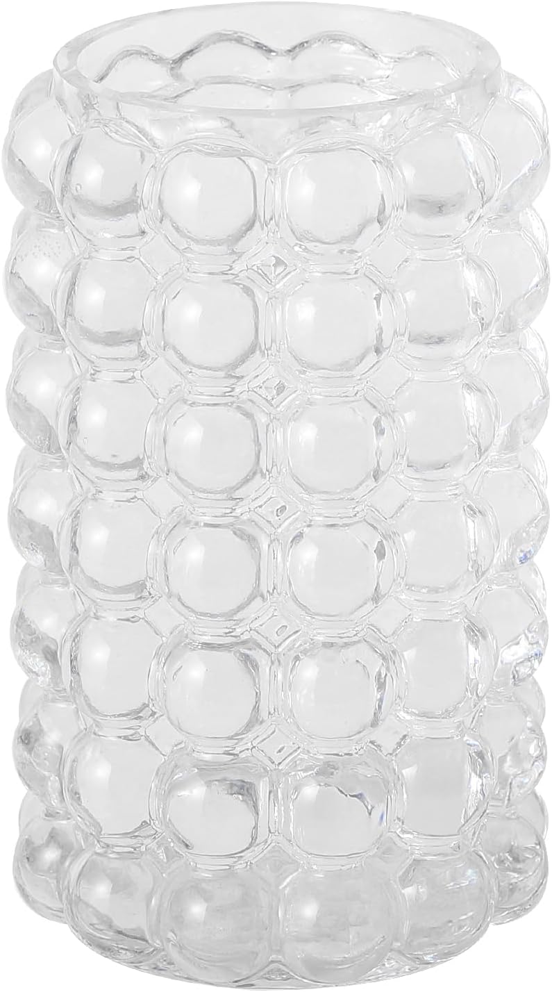 Glass Bubble Vase, Clear Glass Vase for Flowers, Tall Flower Vases for Bouquet, Cute Modern Vases for Living Room, Bedroom, Dinning Table, Office, Wedding, Birthday, 8 Inches