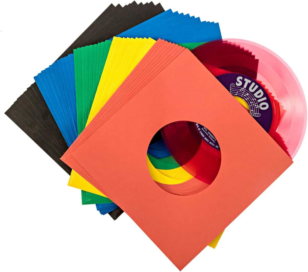 Vinyl Record Sleeves 45rpm - 7 inch Premium Acid Free Protection Multicolor Paper Covers for 7” Singles Records - 50 Pack