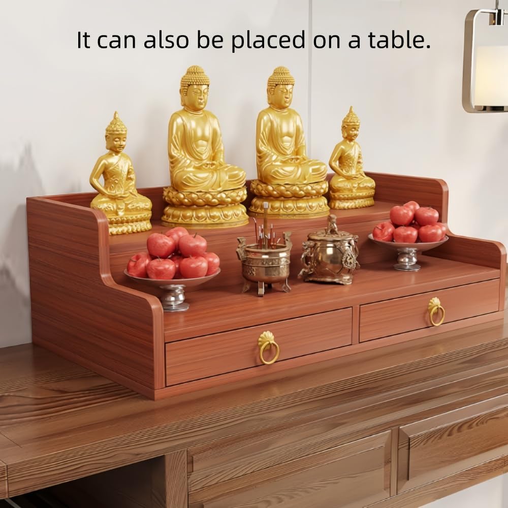 Wall Mounted Buddha Altar Shelf with Retractable Pull Board Small Statues Shrine Altar Table Meditation Altar Table Handmade Tiered Puja Shrine with Storage Buddhist Meditation Alte White 60CM/23.6IN