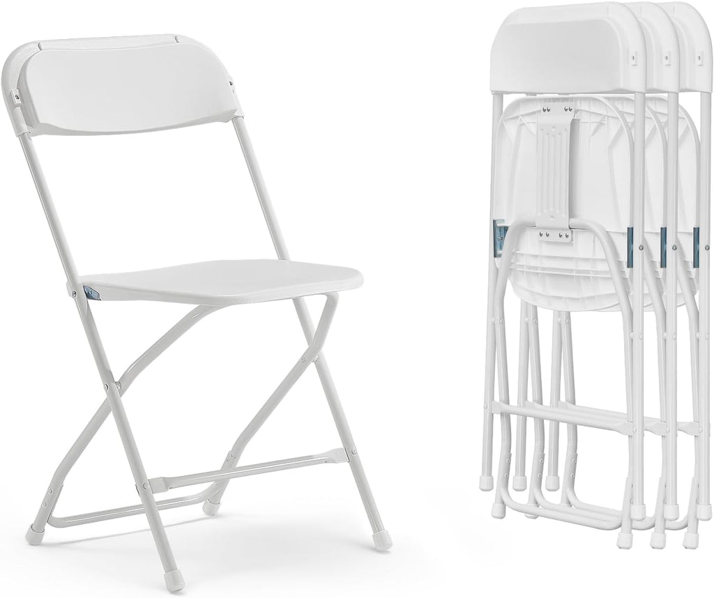 ONBRILL Folding Chairs 4 Pack, 550LBS Capacity Heavy Duty Plastic Folding Chairs with Reinforced Steel Frame, Portable Commercial Chair for Indoor and Outdoor, Wedding, Party, Office, White