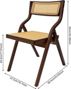 Folding Rattan Dining Chair Tea-Brown, Foldable Tea-Tone Wicker Armchair for Living Room Bedroom Restaurant Balcony, Space-Saver Collapsible Seat, Lightweight Bamboo-Look Frame, No-Assembly