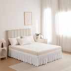 Eyelet Bed Skirt, Ruffled Design, 15 Inch Drop, Embroidered Scalloped Edge, Soft and Stylish, Easy On/Off Dust Ruffle (White,Full 54"x75")