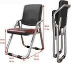 Portable Metal Foldable Chair with Padded Pu Leather Seat and Backrest Comfy Dining Folding Stool(Blue)