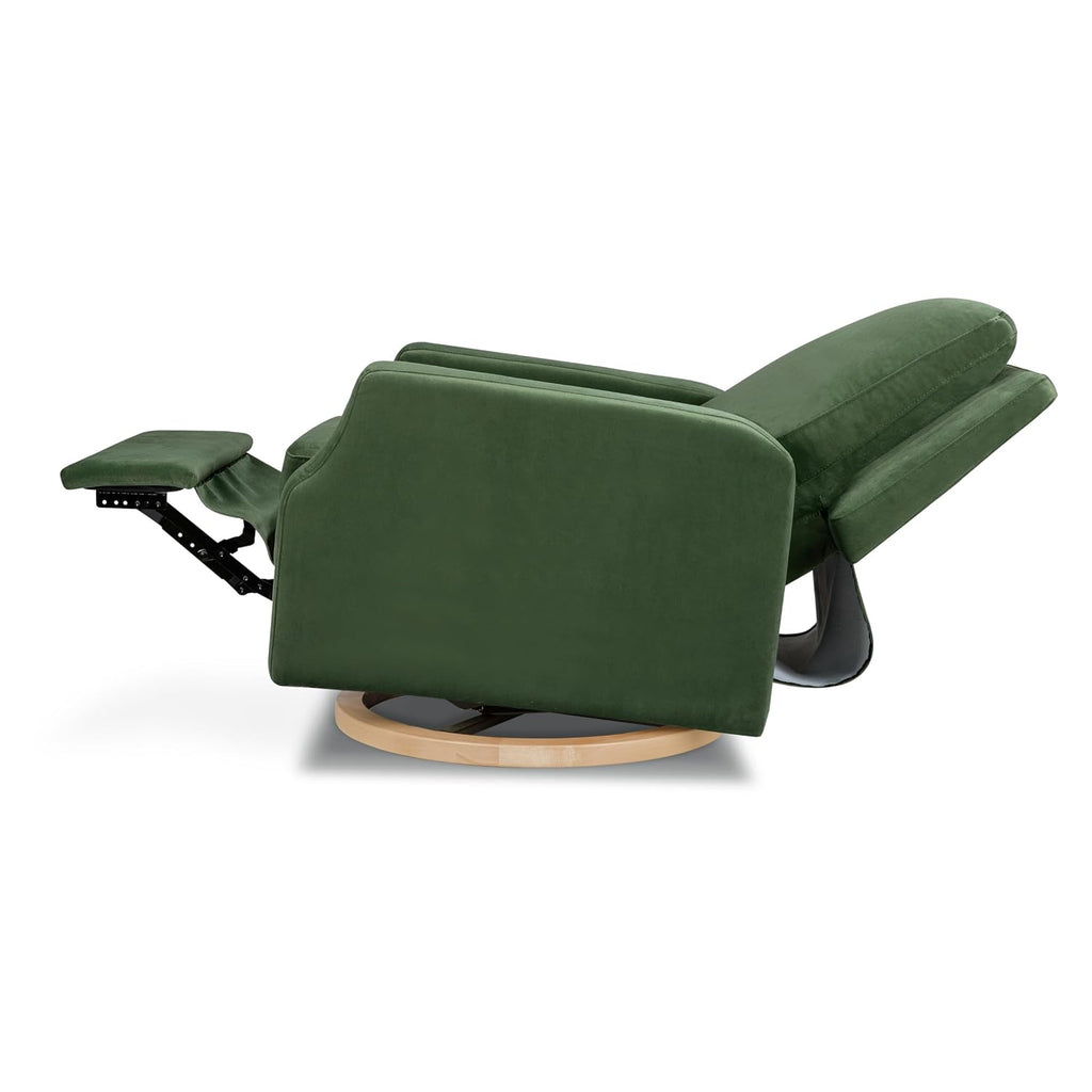 Namesake Crewe Nursery Glider Recliner w/ 360° Swivel Green | GREENGUARD Certified Glider Rocking Chair for Nursery & Living Room Manual Recline & Swivel Glide