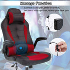 Massage Gaming Chair Ergonomic Office Chair High Back Desk Chair PU Leather Executive Chair with Lumbar Support Headrest Armrest PC Racing Computer Chair Task Rolling Swivel Chair, Red