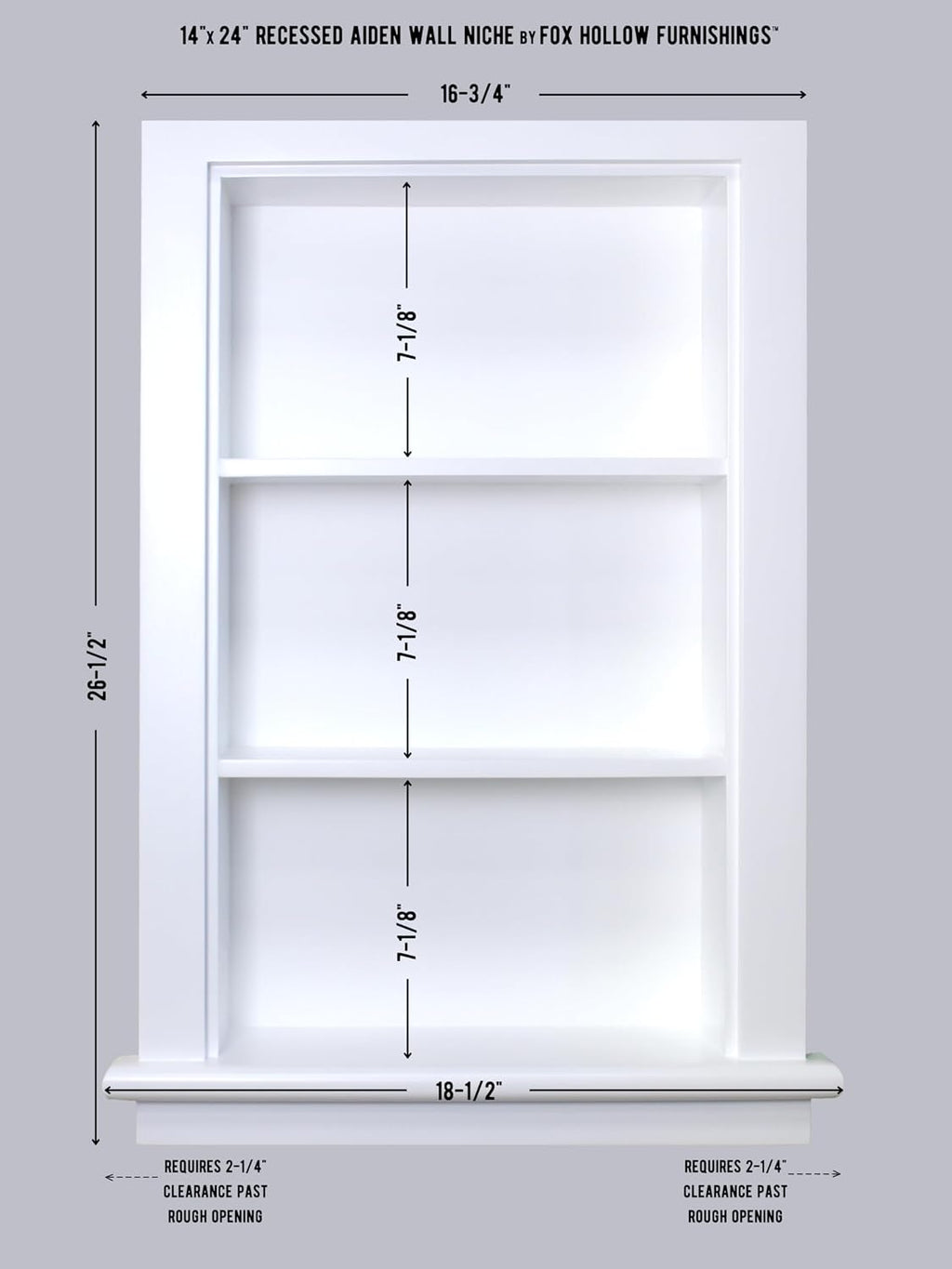 14x24 Aiden Recessed Wall Niche Medicine Cabinet Replacement, in The Wall Bathroom Cabinet Insert Shelf/Shelves, Made in North America, Real Wood, NO MDF, Plain, White