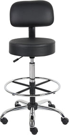 Nicer Interior Medical/Drafting Stool with Back Cushion Black