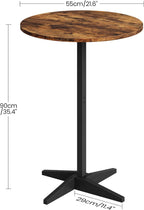 CHOEZON 21.6" Round Bar Table, Pub Table with Windmill-Inspired Base, Cocktail Table, for Bar, Pub, Cafe, Dining Room, Rustic Brown and Black TBT04BF