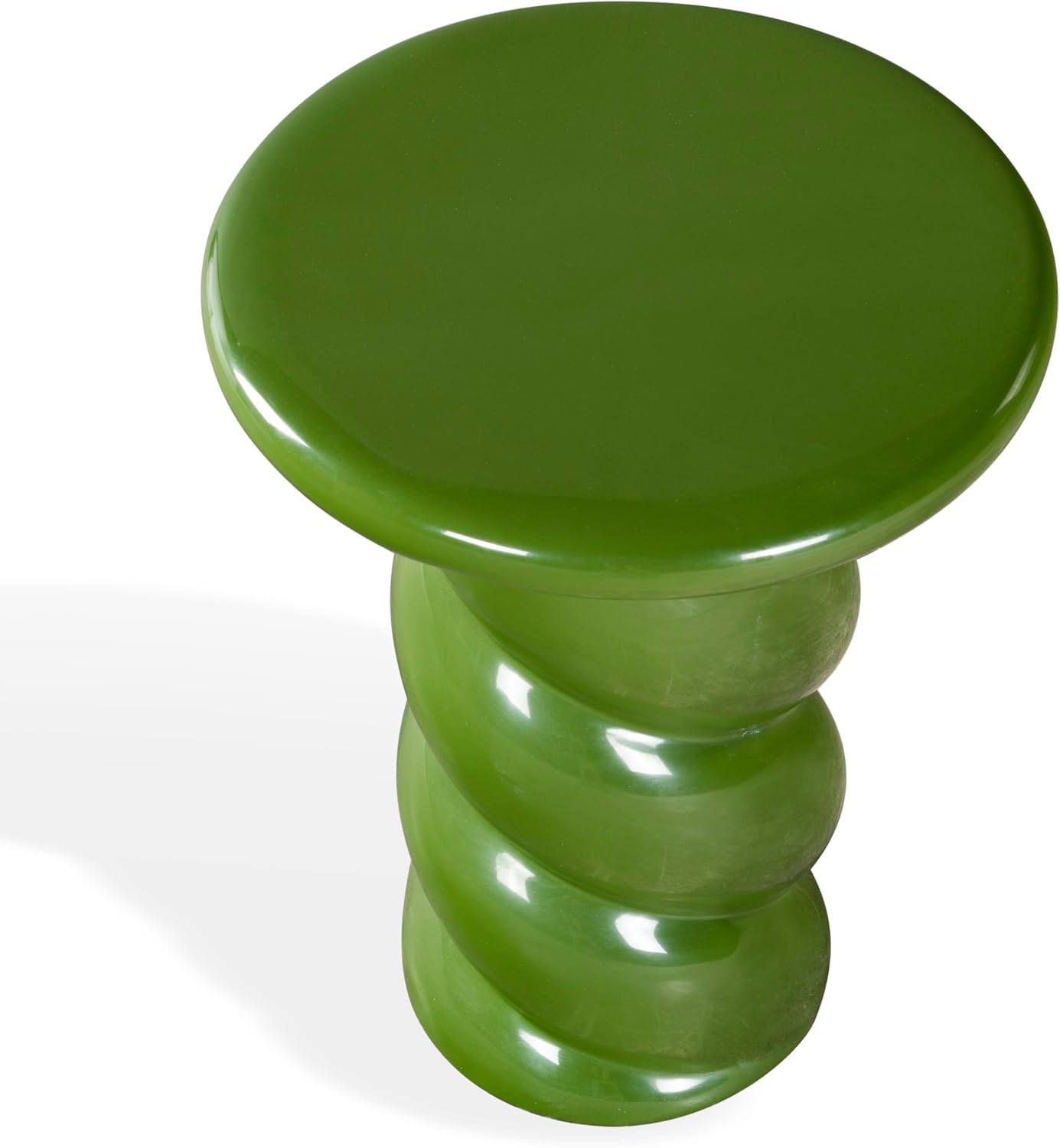 SAFAVIEH Couture Collection - Noelly Olive Green Concrete Accent Table, Contemporary Swirl Pedestal Side Table, High Gloss Finish, Fully Assembled (SFV2621C)