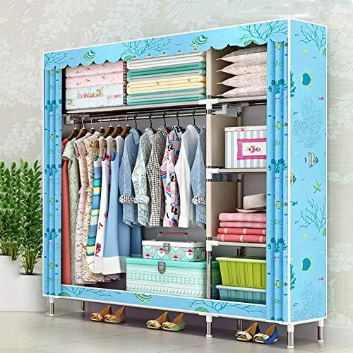 Simple Wardrobe Reinforced Thicken Cloth Sturdy Steel Frame Assembly Oxford Locker Hanging