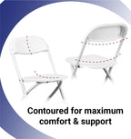 TentandTable Kids Folding Plastic Chair with Metal Frame, Lightweight Stackable Toddler Chairs for Classroom Table Desk Parties Events Weddings and Home Use, White Pack of 4 Chairs