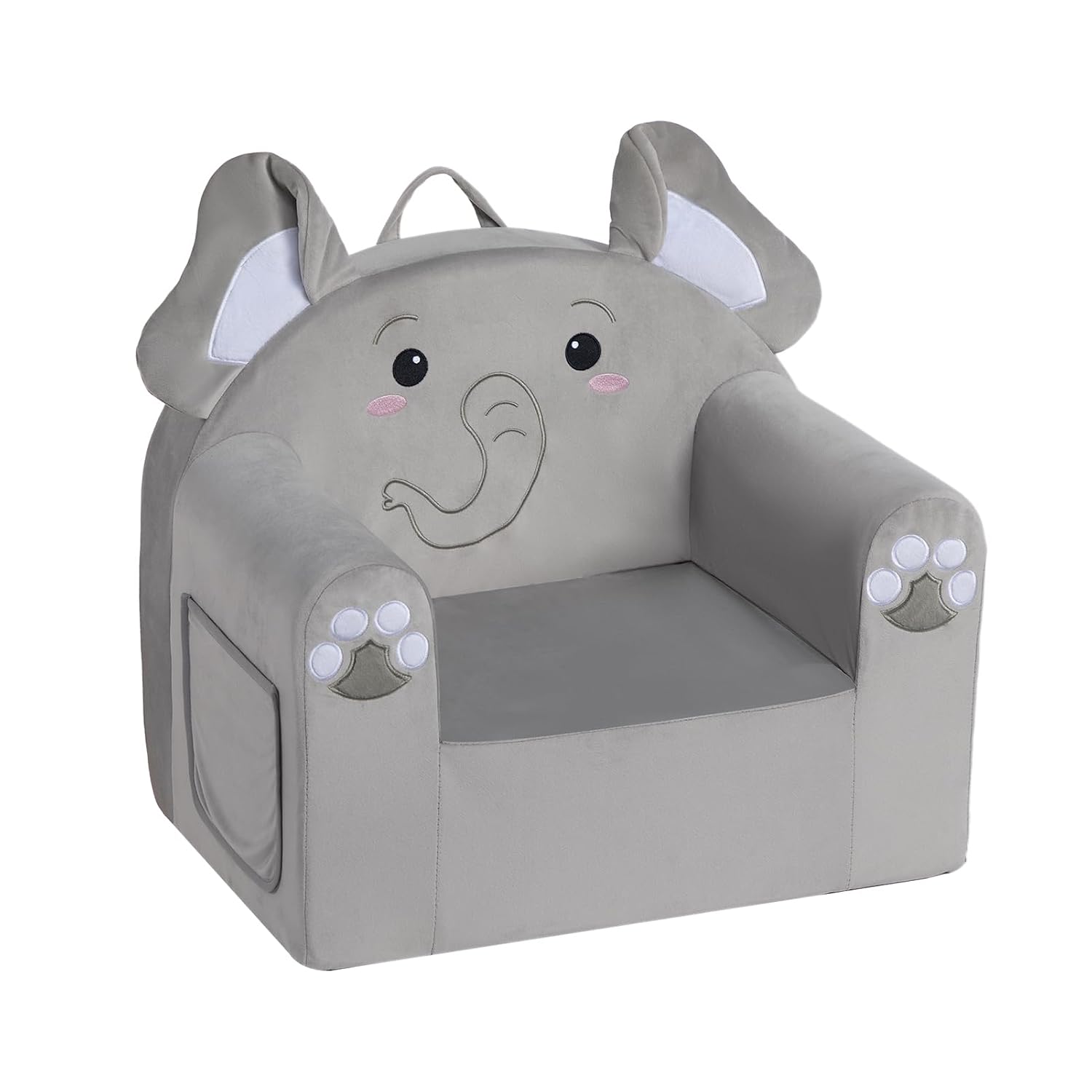 ALIMORDEN Animal Kids Chair, Toddler Sofa for Ages 1-6, Sherpa Kids Lounge Chair with Carry Handle, Washable Cover, High-Density Foam, No Assembly Required Plush Kids Seating (Elephant)