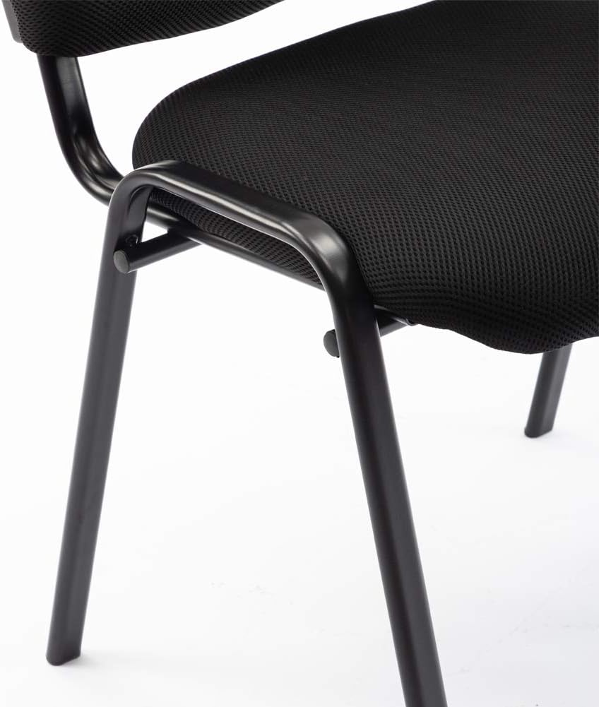 Stackable Chairs, Waiting Conference Room Office Reception Chair Armless Guest Stacking Chair for Breakroom Banquet Lobby Hall Training Room (Mesh-Cushion,Black,5PCS)