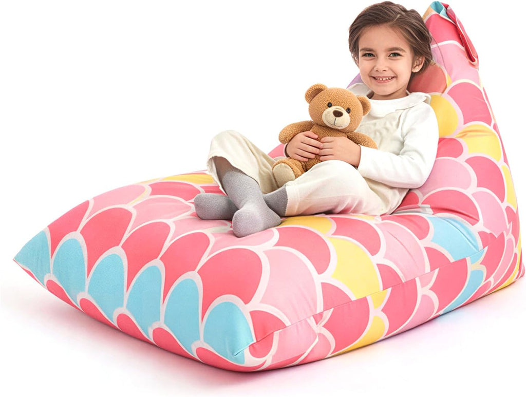 Stuffed Animal Storage Bean Bag Chair Cover for Kids Teens (No Filler) 250L Washable Large Beanbag Cover for Kids' Room Organizing Plush Toys or Home Living Room Textile,Mermaid