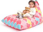 Stuffed Animal Storage Bean Bag Chair Cover for Kids Teens (No Filler) 250L Washable Large Beanbag Cover for Kids' Room Organizing Plush Toys or Home Living Room Textile,Mermaid