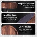 grwanpen® Magnetic Walnut Wood Paper Clip Holder,Durable Wooden Magnetic Paper Clip Dispenser Metal Pin Organizer Holder Box Large Capacity for School Office Home Paper Clip Holder for Desk