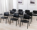 HNY Black Tablet Arm Chairs Set of 5, Mesh Office Waiting Room Guest Nesting Stacking Chairs, Reception Chairs with Flip-Up Table Conference Chair for School Classroom Training Meeting Room