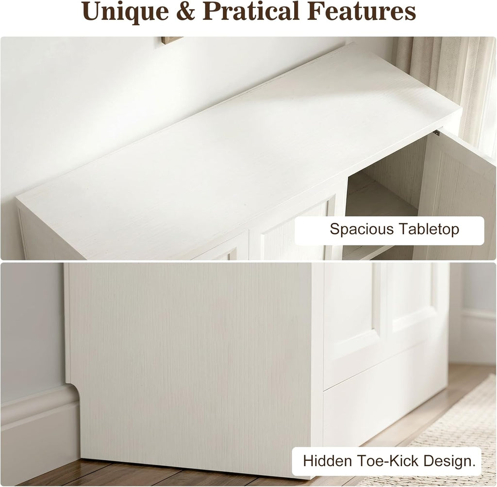 78" Modular Buffet Sideboard Cabinet Set of 2, Large Coffee Bar Station with Adjustable Shelves & Anti-Tip Safety, Waterproof 3-Door Media Console for Living Room, White